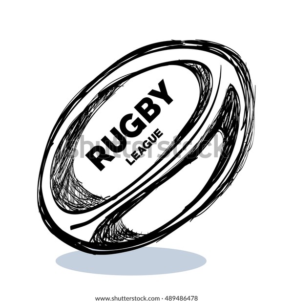 Hand Drawing Rugby Ball Design Stock Vector Royalty Free