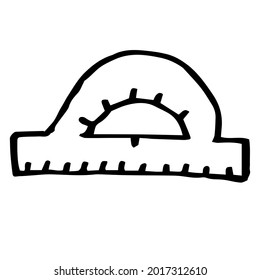 hand drawing ruler design element on the theme of school and schoolchildren, doodle