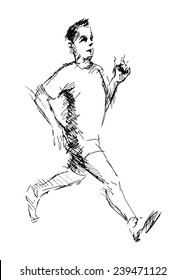 Hand drawing running man