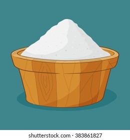 Hand drawing of sand in wooden container, vector illustration