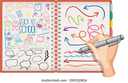 Hand drawing school element doodle on paper illustration