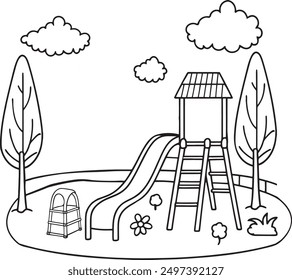 hand drawing school playground   vector