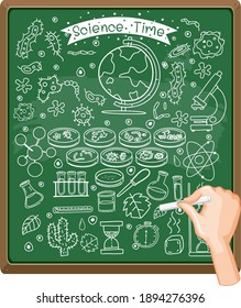Elemento de ciencia de dibujo manual en ilustración de pizarra