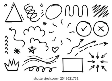 Hand drawing scribble element collections.Vector illustration