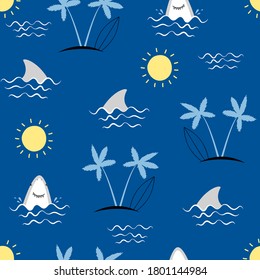 Hand drawing sea icons seamless print design. Vector illustration design for fashion fabrics, textile graphics, prints.