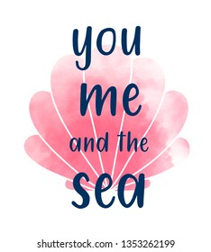 Hand drawing sea shell illustration vector for girls print design.