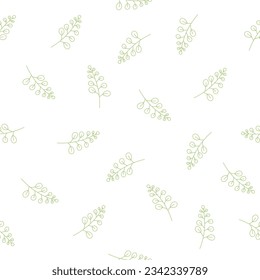 Hand drawing seamless abstract leaf line pattern