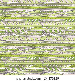 Hand drawing seamless pattern. Abstract traditional style with natural colors.