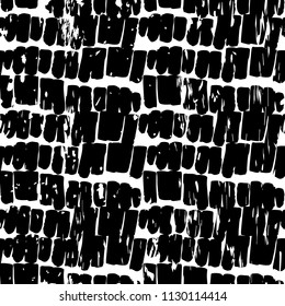 Hand drawing seamless pattern. Black and white ornament. Grunge shabby pattern. Vector illustration eps 10.