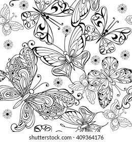 Decorative Butterfly Floral Ornament Anti Stresa Stock Vector (Royalty ...