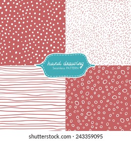 Hand Drawing Seamless Pattern with Point, Dash, Ring, Line