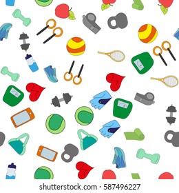 Hand drawing. Set fitness. Icons. For your design.