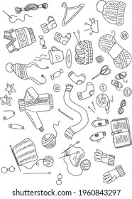 Hand drawing set of handicraft elements