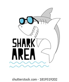 Hand drawing shark print design. Vector illustration design for fashion fabrics, textile graphics, prints.