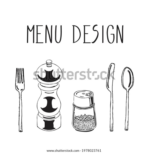 Hand Drawing Side Dish Pepper Grinder Stock Vector (Royalty Free) 1978023761 Shutterstock