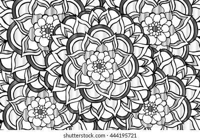 hand drawing silver and grey flower pattern