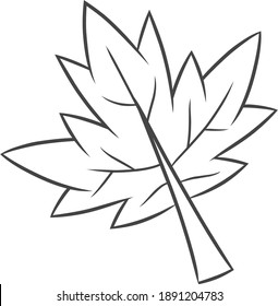 hand drawing simple black line leaf icon great for children's books, coloring books, etc.