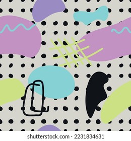 hand drawing simple figures pattern in pastel colors