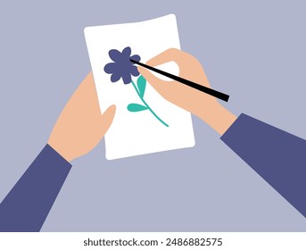 Dibujo a mano ilustración de flor simple