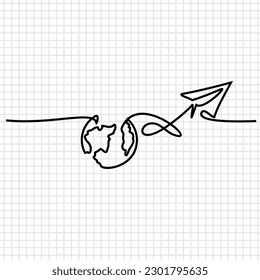 Hand drawing single one line of, World Tourism Day
