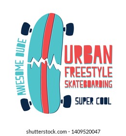 Hand drawing skateboarder illustration vector.