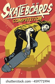 hand drawing of skateboarding competition poster