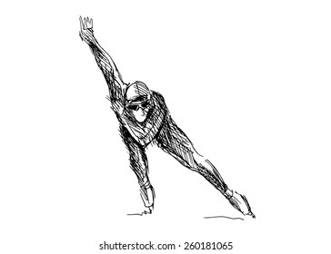 Hand drawing skater. Vector illustration