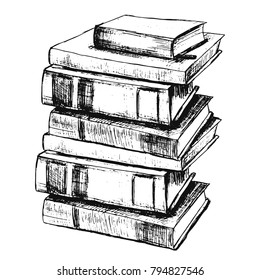 Hand drawing sketch of books. Vector illustration
