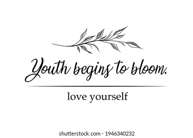 Hand drawing and sketch flower.  line art illustration. love yourself