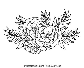 Hand drawing and sketch flower with line art illustration.