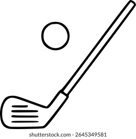 Hand drawing sketch of a golf club and ball line art.