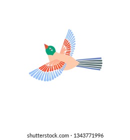hand drawing sketch icon of flying bird in egyptian ancient style, minimalistic vector illustration