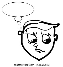 Hand drawing sketch of a person with negative emotions and thoughts