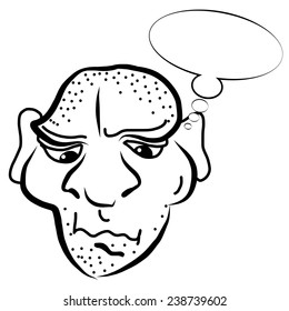 Hand drawing sketch of a person with negative emotions and thoughts