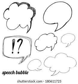 hand drawing sketch set of different speech bubble