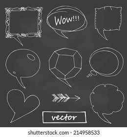 Hand drawing sketch set of different speech bubble, vector