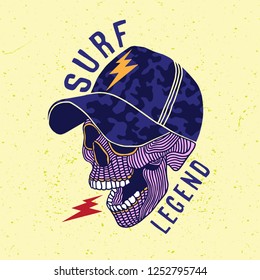 hand drawing skull with camouflage cap
