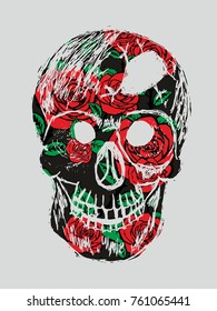 hand drawing skull graphic design vector art