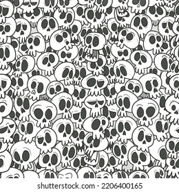 Hand drawing Skull Seamless Repeat Wallpaper