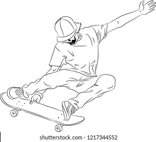 Hand Drawing Skull Skateboarding