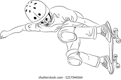 Hand Drawing Skull Skateboarding