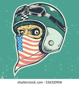 Hand Drawing Skulls of Motorcycle Helmet
