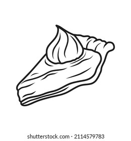 hand drawing slice cake with fresh cream