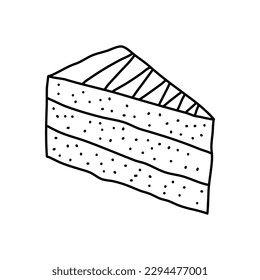 Hand drawing slice cake. Vintage illustration. Element for the design of labels, packaging and postcards.