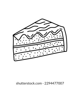 Hand drawing slice cake. Vintage illustration. Element for the design of labels, packaging and postcards.