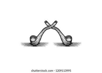 hand drawing smoke pipe logo Designs Inspiration Isolated on White Background