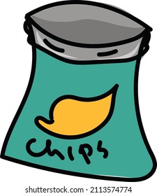 hand drawing of snack pouch fried potatto company logo recomendation package
