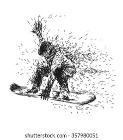 Hand drawing snowboarders