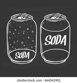 Hand Drawing Soda Can With Text On Chalkboard Background