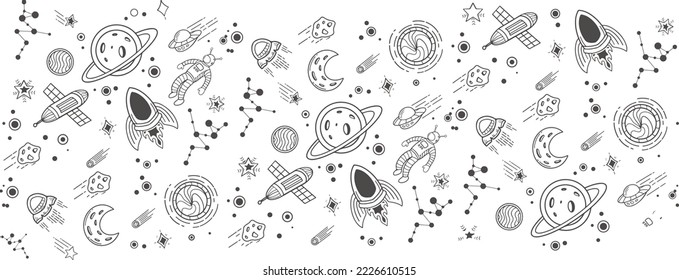 Hand drawing space background line art illustration